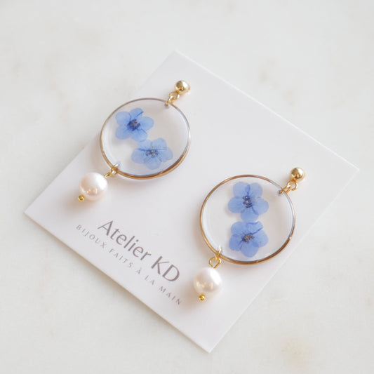 Boucles d'oreilles Perla myosotis - rond - Velora