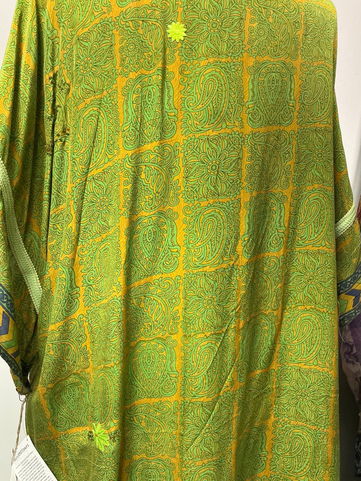 PRC6770 Avatar Long Pure Silk Kimono Sleeved Duster with Belt - Velora