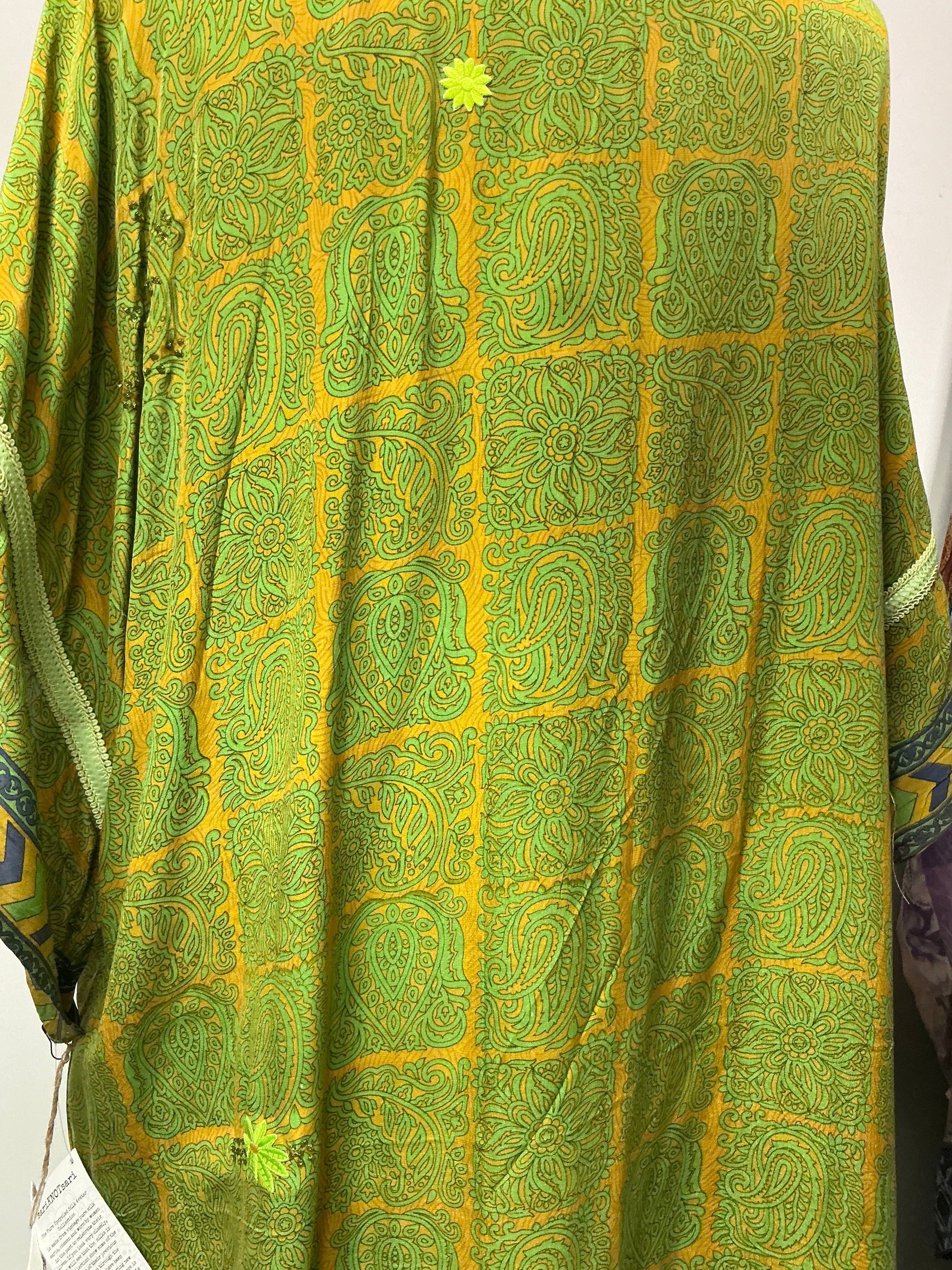 PRC6770 Avatar Long Pure Silk Kimono Sleeved Duster with Belt - Velora