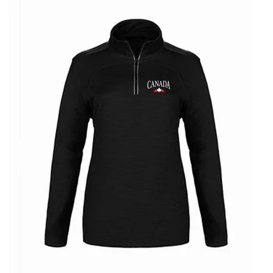 CANADA VARSITY EMBROIDERED PREMIUM ATHLETIC 1/4 ZIP (WOMENS) - Velora