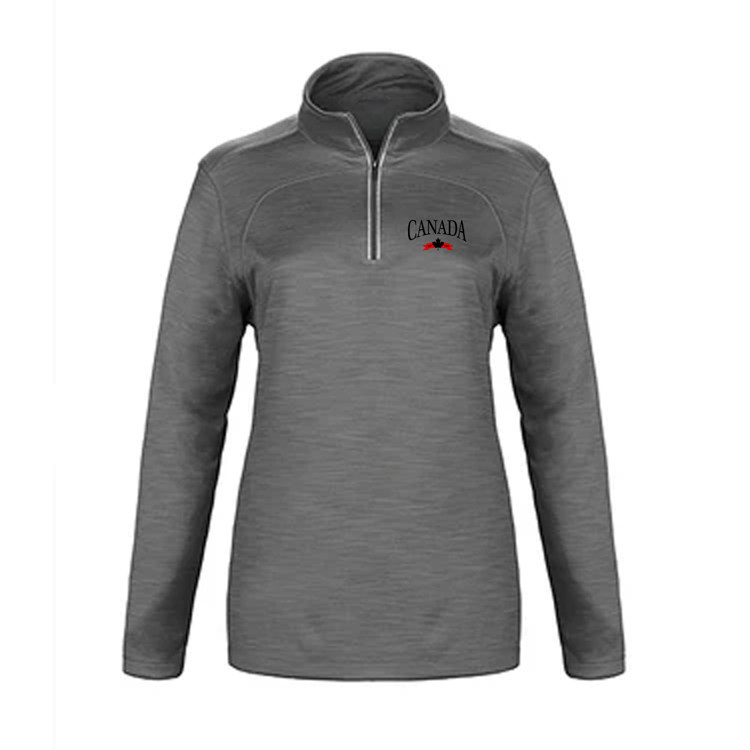 CANADA VARSITY EMBROIDERED PREMIUM ATHLETIC 1/4 ZIP (WOMENS) - Velora
