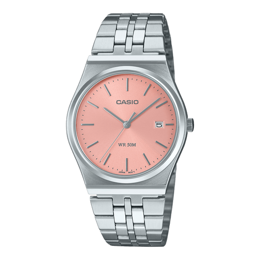 CASIO Vintage Analog Peach/Silver Stainless Steel | MTPB145DC-4AVT - Velora Luxury Fashion