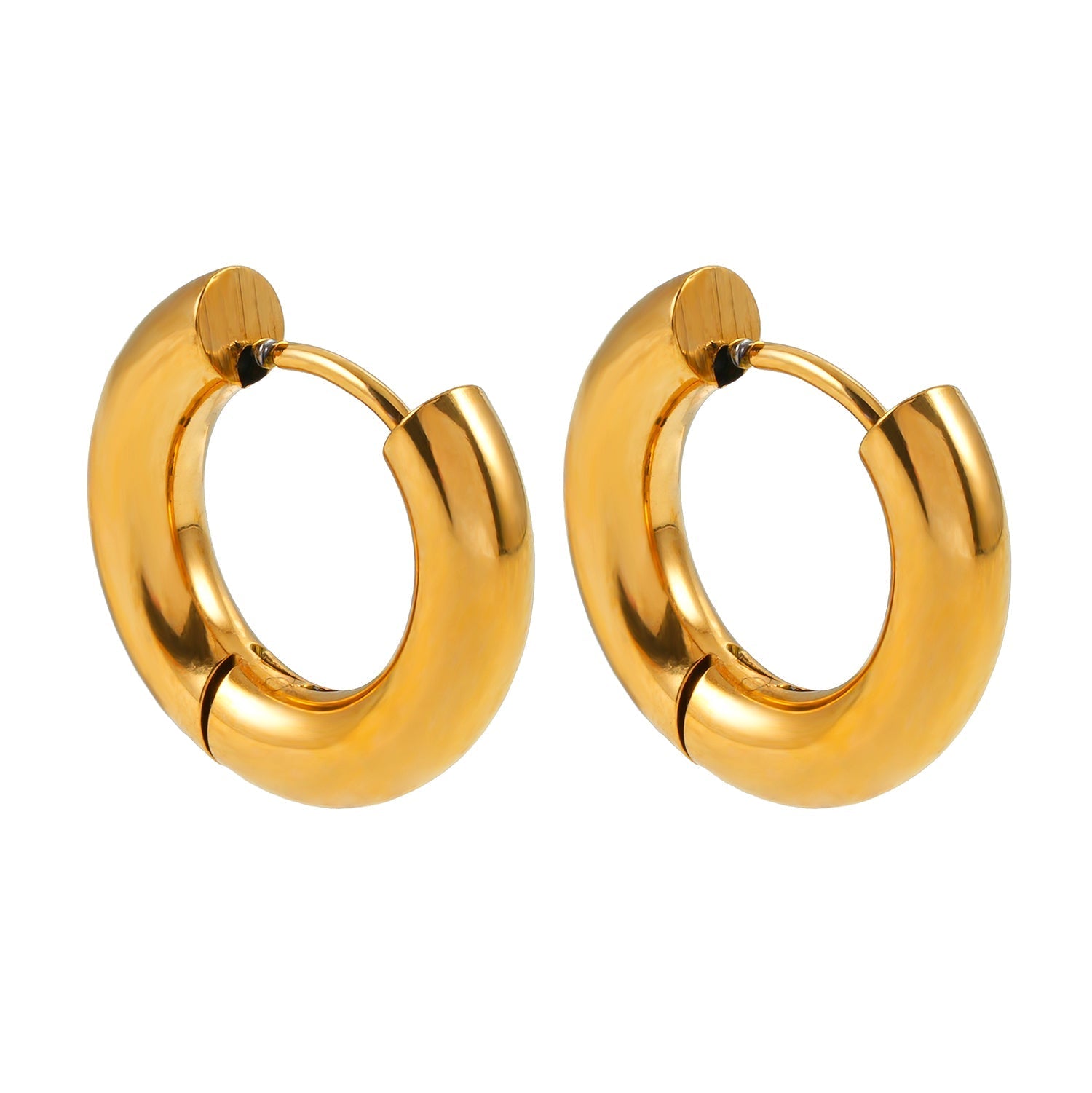 CHOLULA: Mid Width Smooth Surface Tube Hoop Earrings in Gold - Velora Luxury Fashion