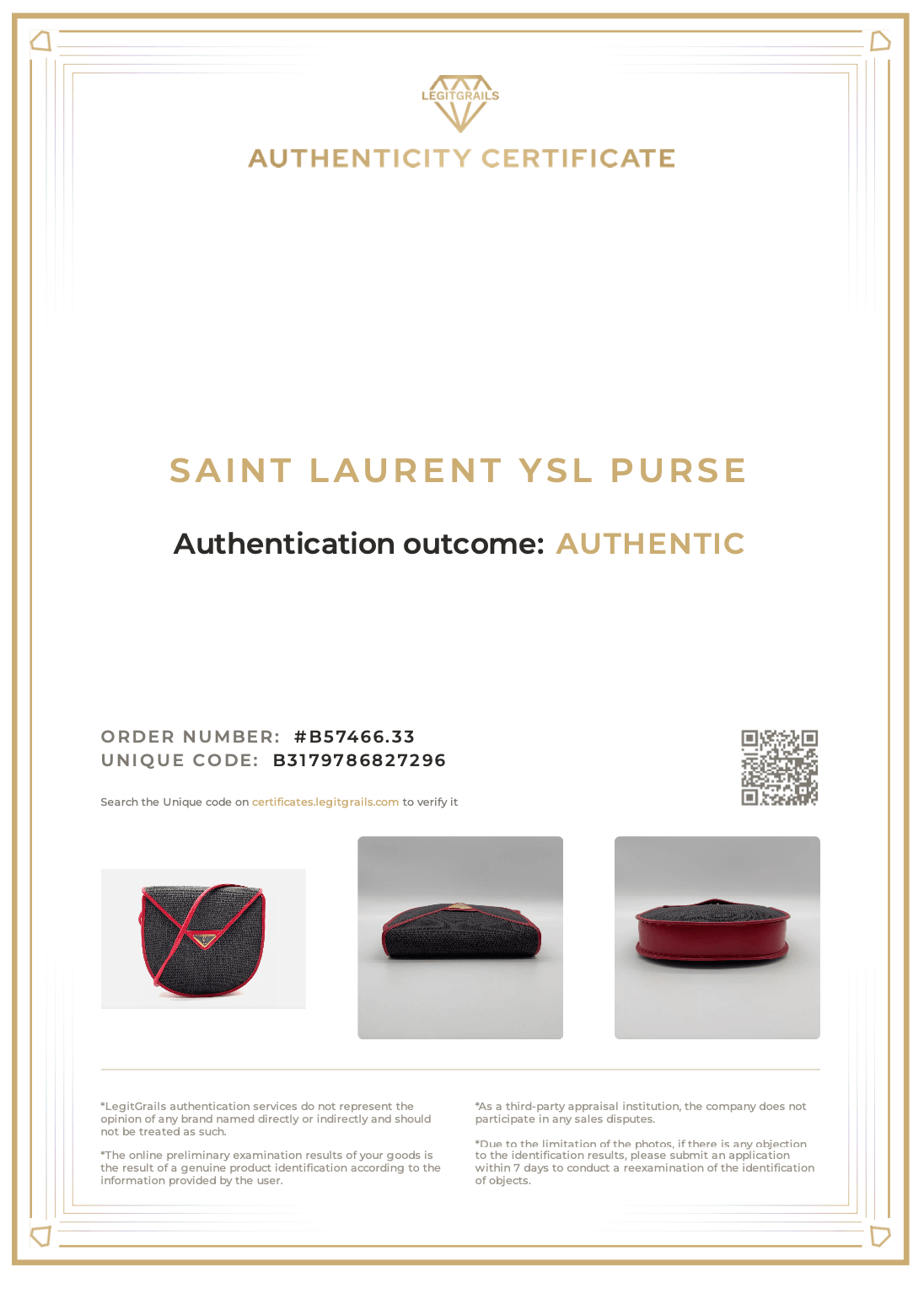 Saint Laurent Pochette Gray /Red Shoulder Bag NS080768 - Velora