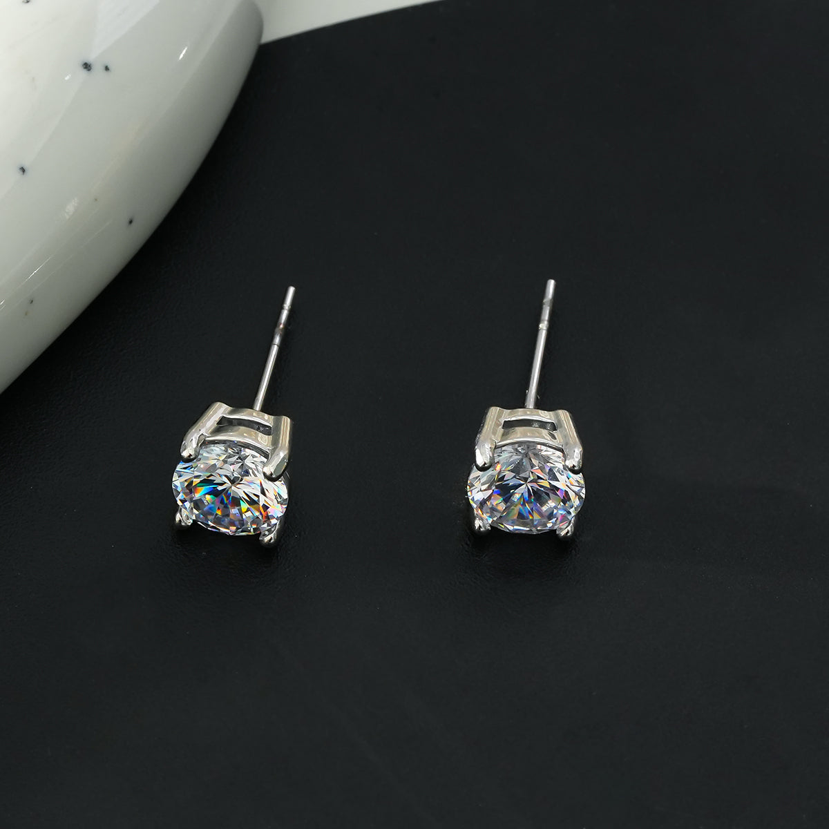 CODI Silver (White Gold): Moissanite (Diamond Alternative) Essential Daily Studs - Velora Luxury Fashion
