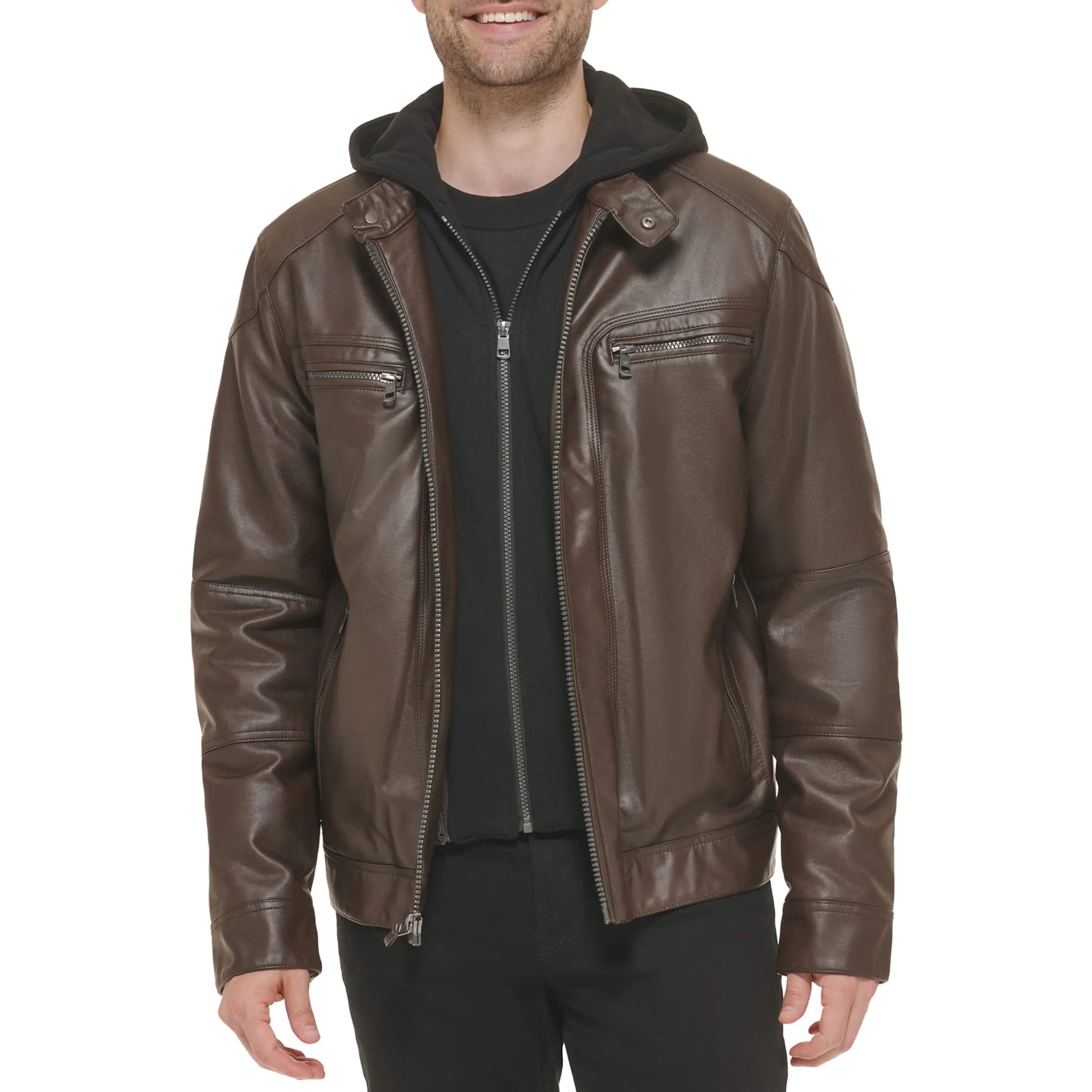 Calvin Klein Men’s Motorcycle Jacket With Removable Hoodie - Velora Luxury Fashion