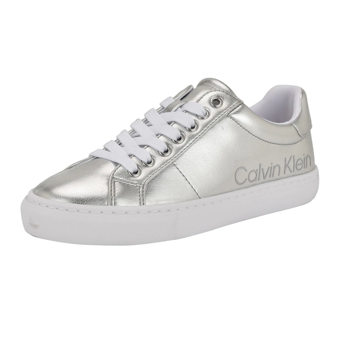 Calvin Klein Womens Camzy Sneaker Silver 040 9 - Velora Luxury Fashion
