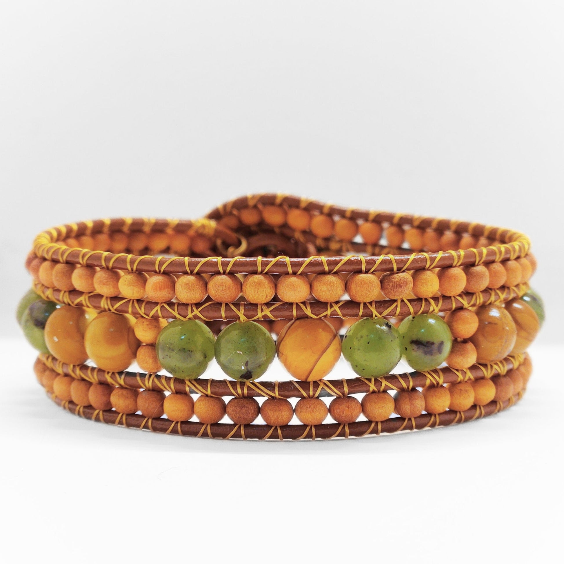 Canadian Jade & Sandalwood Cuff Bracelet - Velora