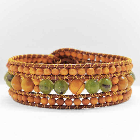 Canadian Jade & Sandalwood Cuff Bracelet - Velora