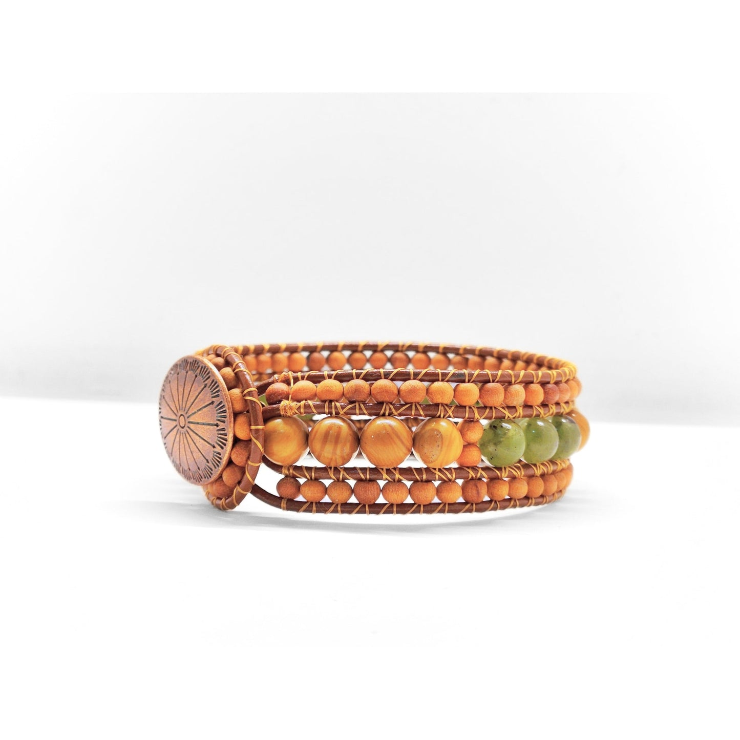 Canadian Jade & Sandalwood Cuff Bracelet - Velora