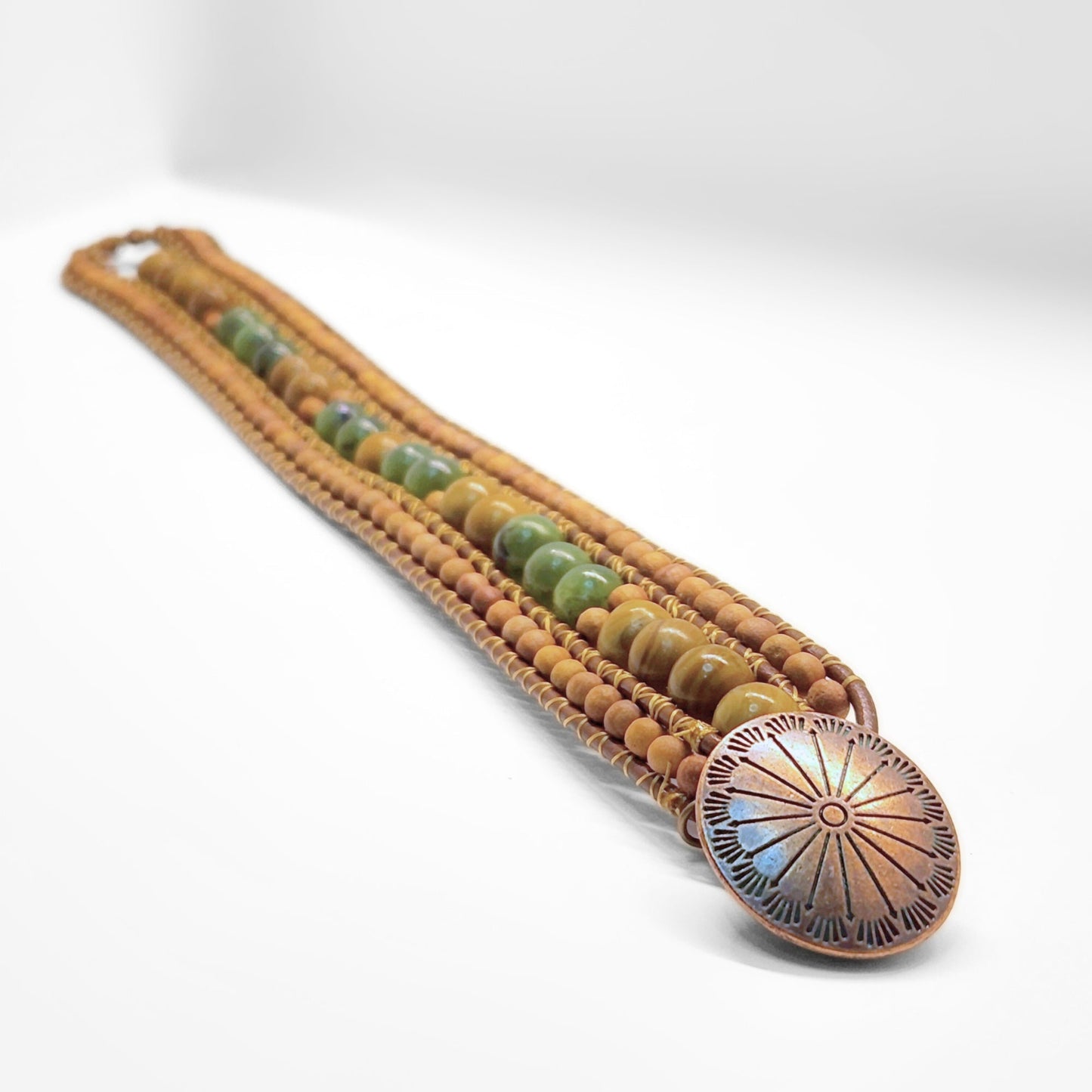 Canadian Jade & Sandalwood Cuff Bracelet - Velora