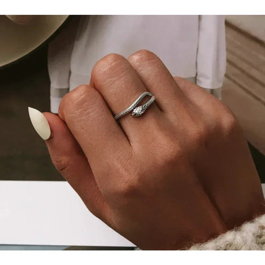 Captivating Beauty: Vintage Sterling Silver Snake Jewelry Set With Crystals - Velora Luxury Fashion