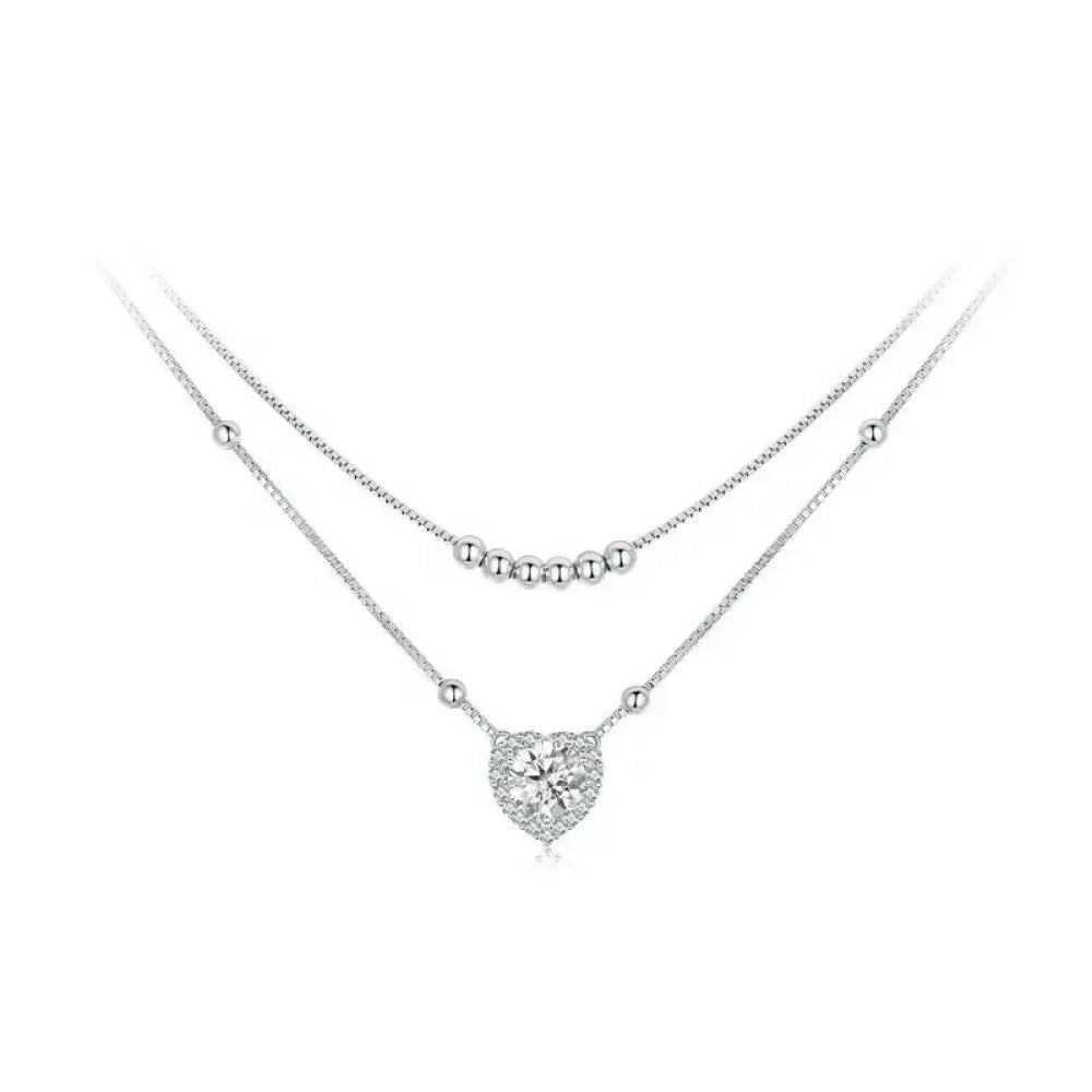 Capture Her Heart With Dazzling Brilliance: 1Ct Moissanite Heart Necklace - Velora Luxury Fashion