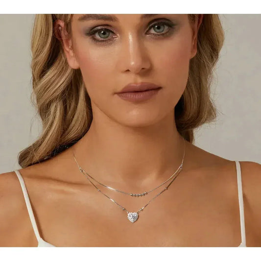Capture Her Heart With Dazzling Brilliance: 1Ct Moissanite Heart Necklace - Velora Luxury Fashion