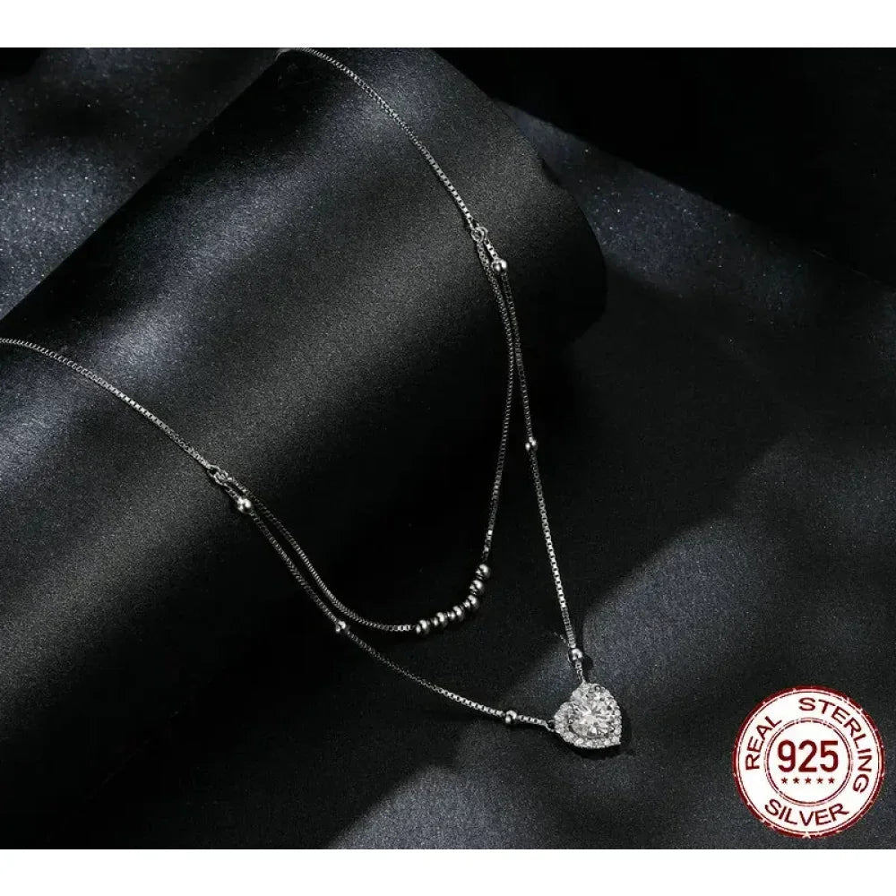 Capture Her Heart With Dazzling Brilliance: 1Ct Moissanite Heart Necklace - Velora Luxury Fashion