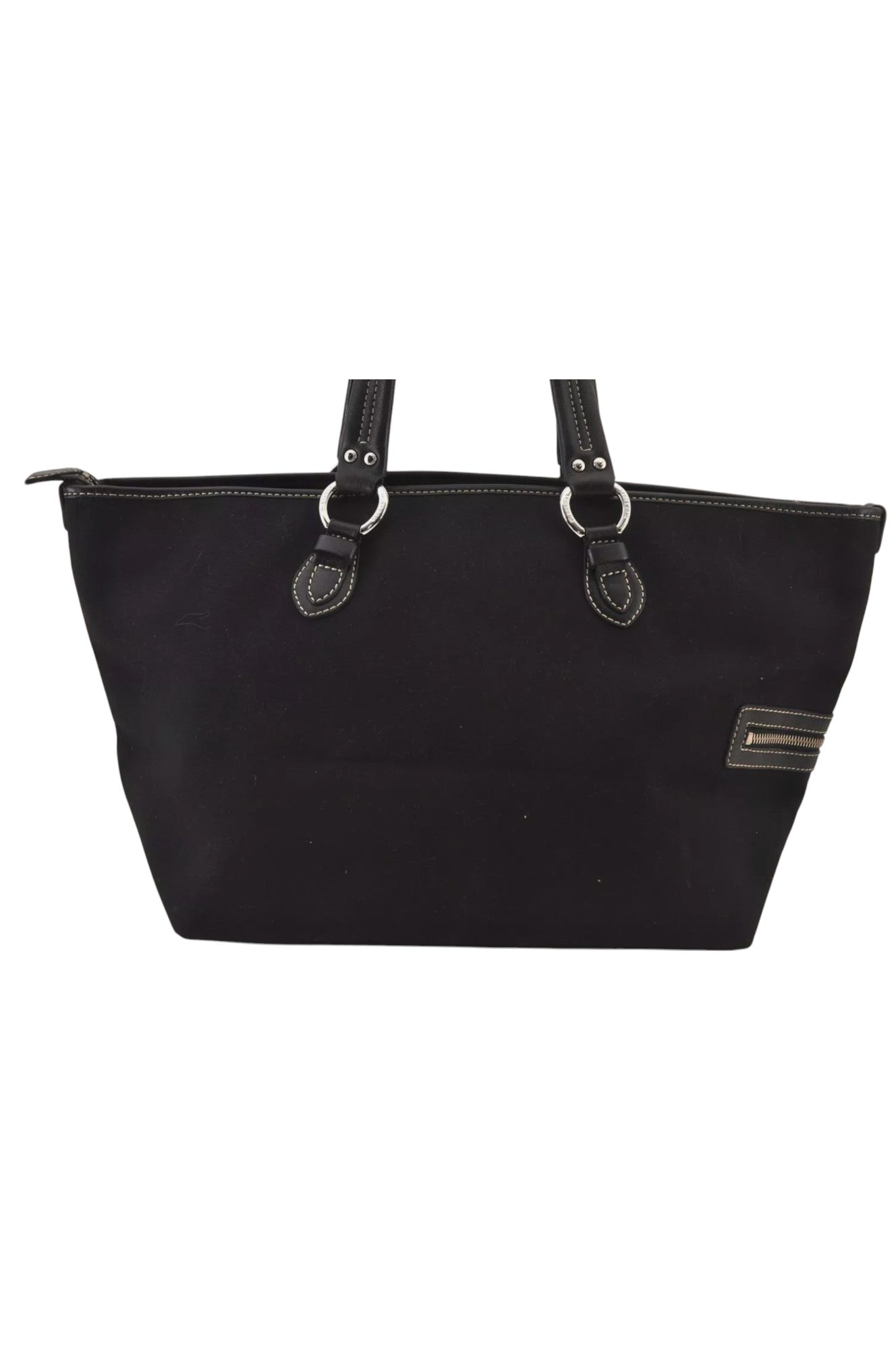 Authentic BURBERRY BLUE LABEL Hand Tote Bag Polyester Leather Black 7082L - Velora