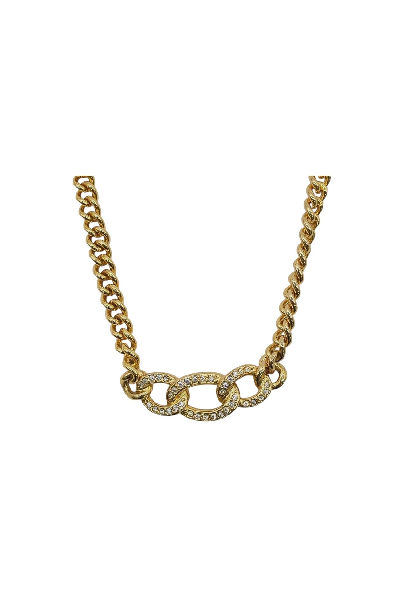 Auth Christian Dior CD logo/Rhinestone Pendant Necklace SK010207 - Velora