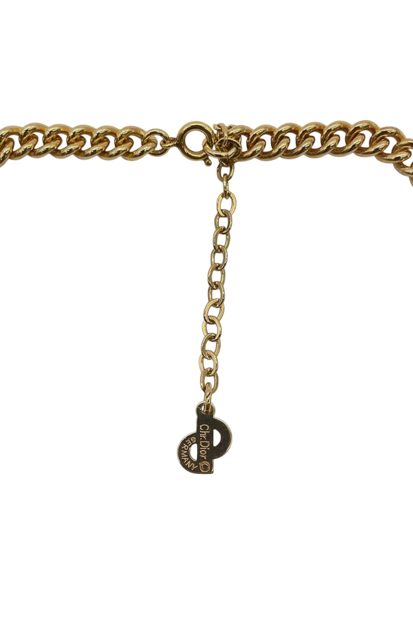 Auth Christian Dior CD logo/Rhinestone Pendant Necklace SK010207 - Velora