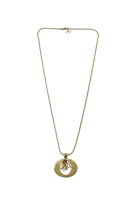 Auth Christian Dior CD logo/Rhinestone Pendant Necklace SK010207 - Velora
