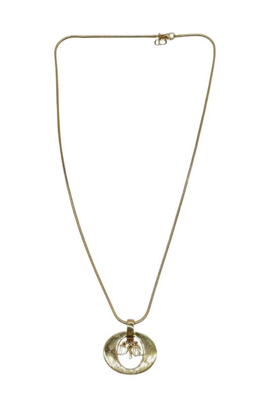 Auth Christian Dior CD logo/Rhinestone Pendant Necklace SK010207 - Velora