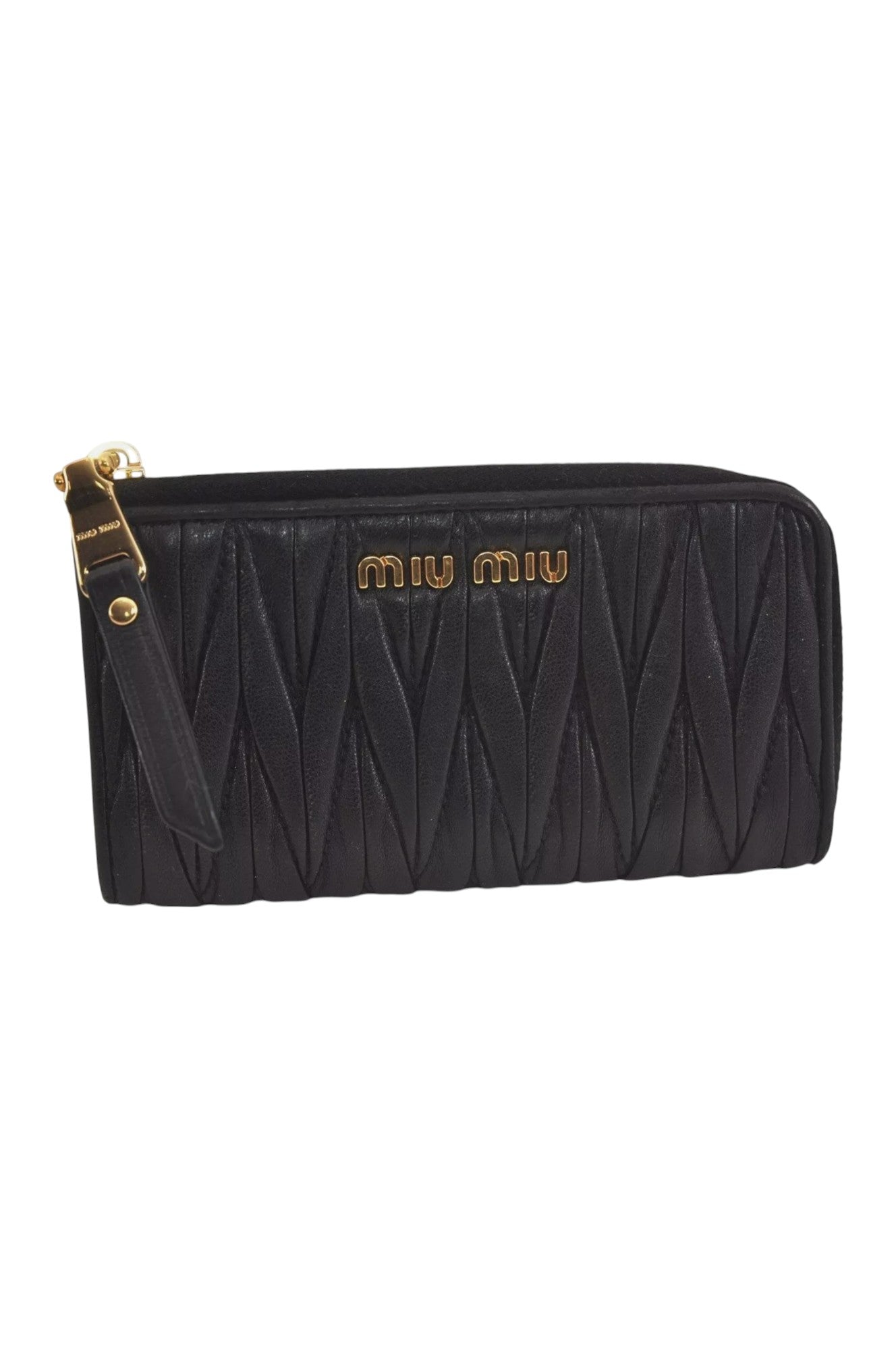 Authentic MIU MIU Vintage Matelasse Leather Coin Case Purse Black 8330L - Velora