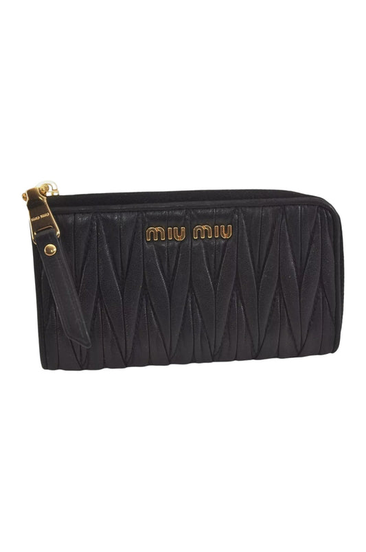 Authentic MIU MIU Vintage Matelasse Leather Coin Case Purse Black 8330L - Velora