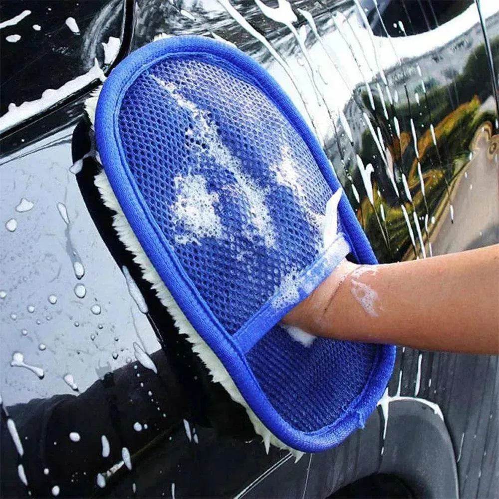 Car wash gloves for car & motorcycle care: soft hair type cleaning tools - Velora