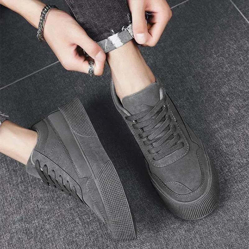 Men's Breathable Lace-Up Sneakers | Thick-Sole Casual Board Shoes