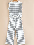 Casual Striped Tank and Wide Leg Pants 2pcs Set - Velora Luxury Fashion