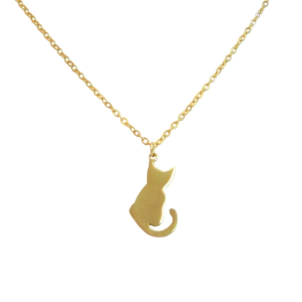 Cat Silhouette Necklace (Gold) - Velora