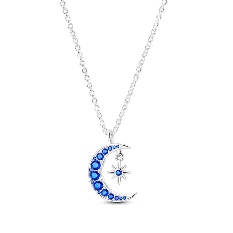 Celestial Charm Sterling Silver Moon And Star Pendant Necklace - Velora Luxury Fashion