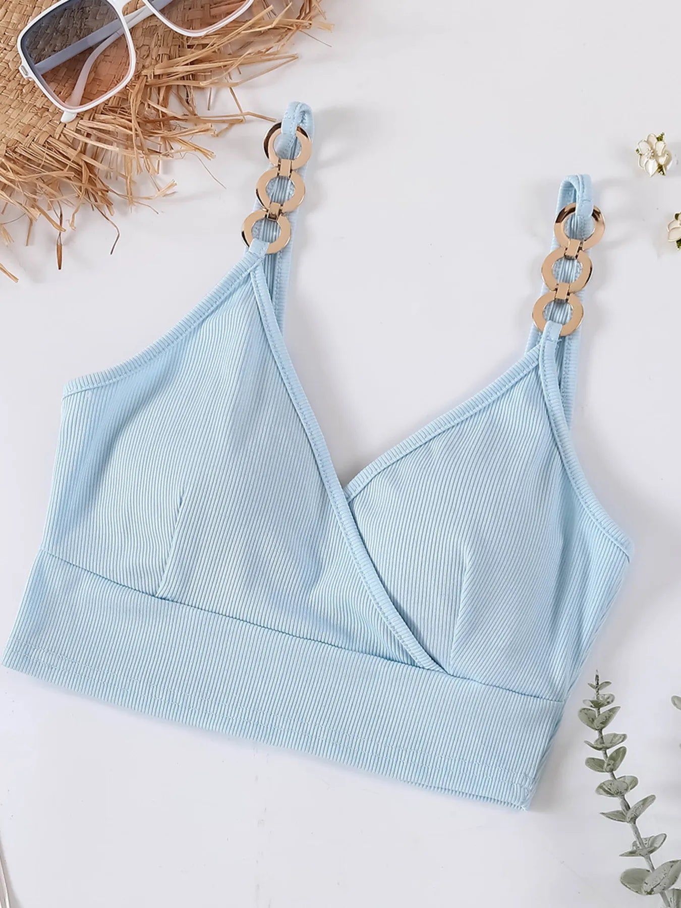 Chain Strap Ribbed Cami Top - Velora Luxury Fashion