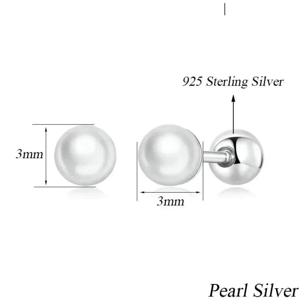 Charm And Elegance: 925 Sterling Silver Pearl Beads Screw Stud Earrings - Velora Luxury Fashion