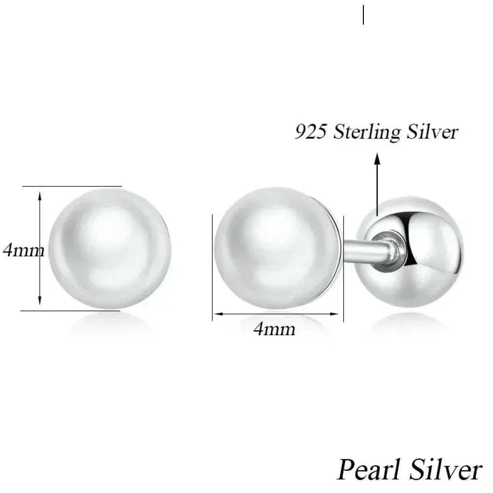 Charm And Elegance: 925 Sterling Silver Pearl Beads Screw Stud Earrings - Velora Luxury Fashion