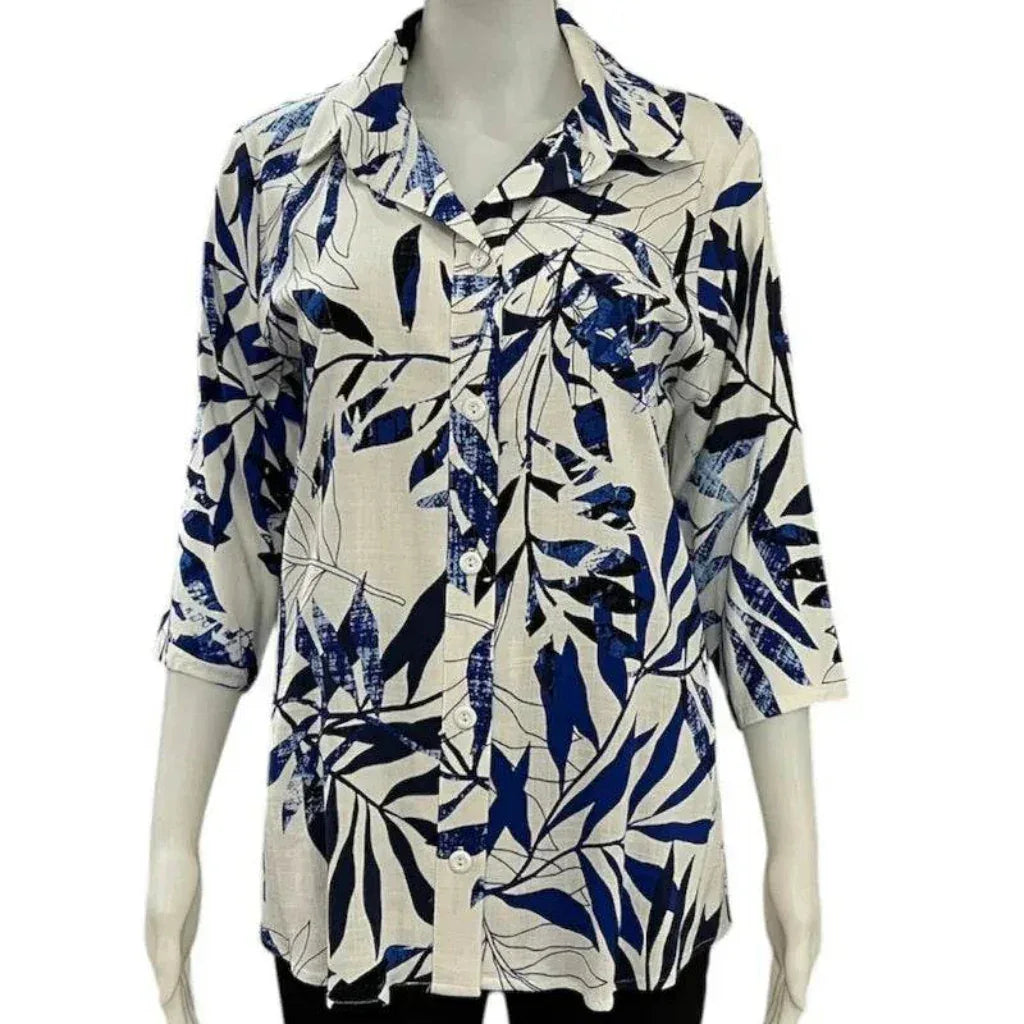 Chemise blanc motif bleu