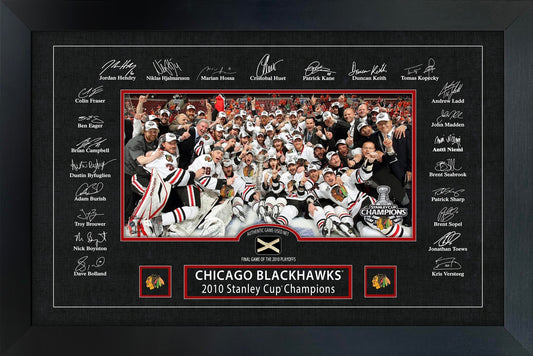 Chicago Blackhawks 2010 Stanley Cup Replica Signature Frame with Game-Used Net - Velora Luxury Fashion