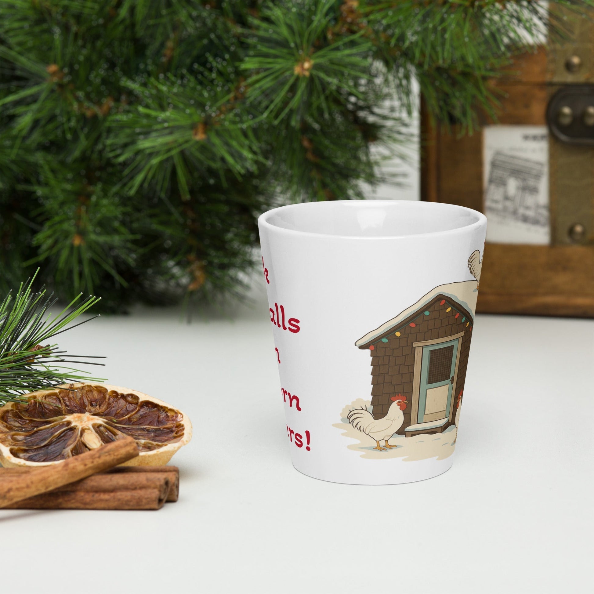 Chickmas Deck the Leghorn Latte mug - Velora Luxury Fashion