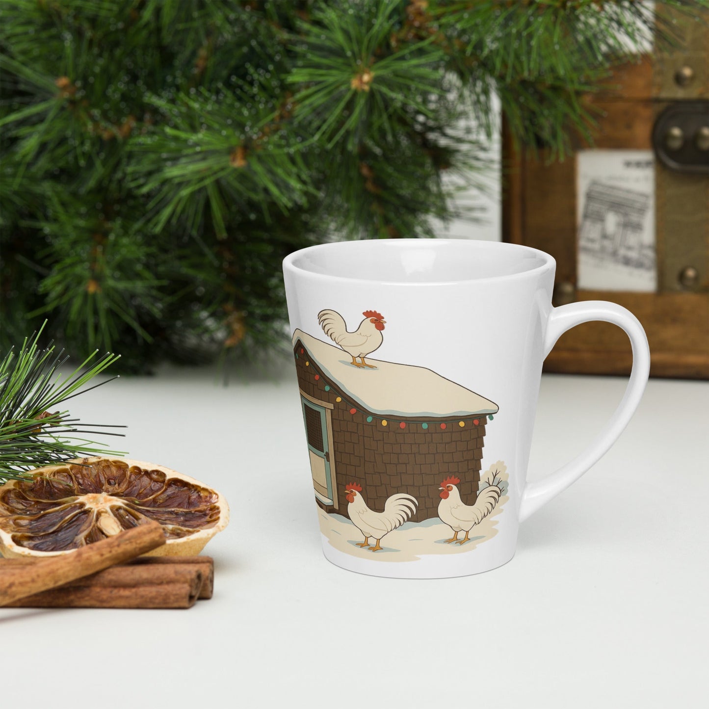 Chickmas Deck the Leghorn Latte mug - Velora Luxury Fashion