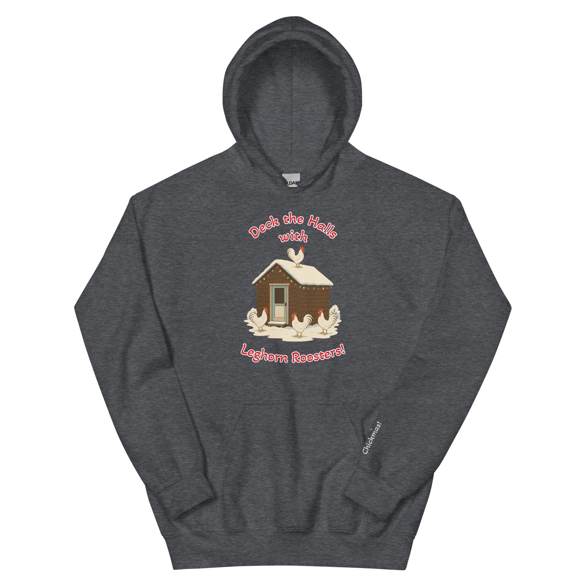 Chickmas Deck the Leghorn (words) Bunny Hug Unisex (hoodie) - Velora Luxury Fashion