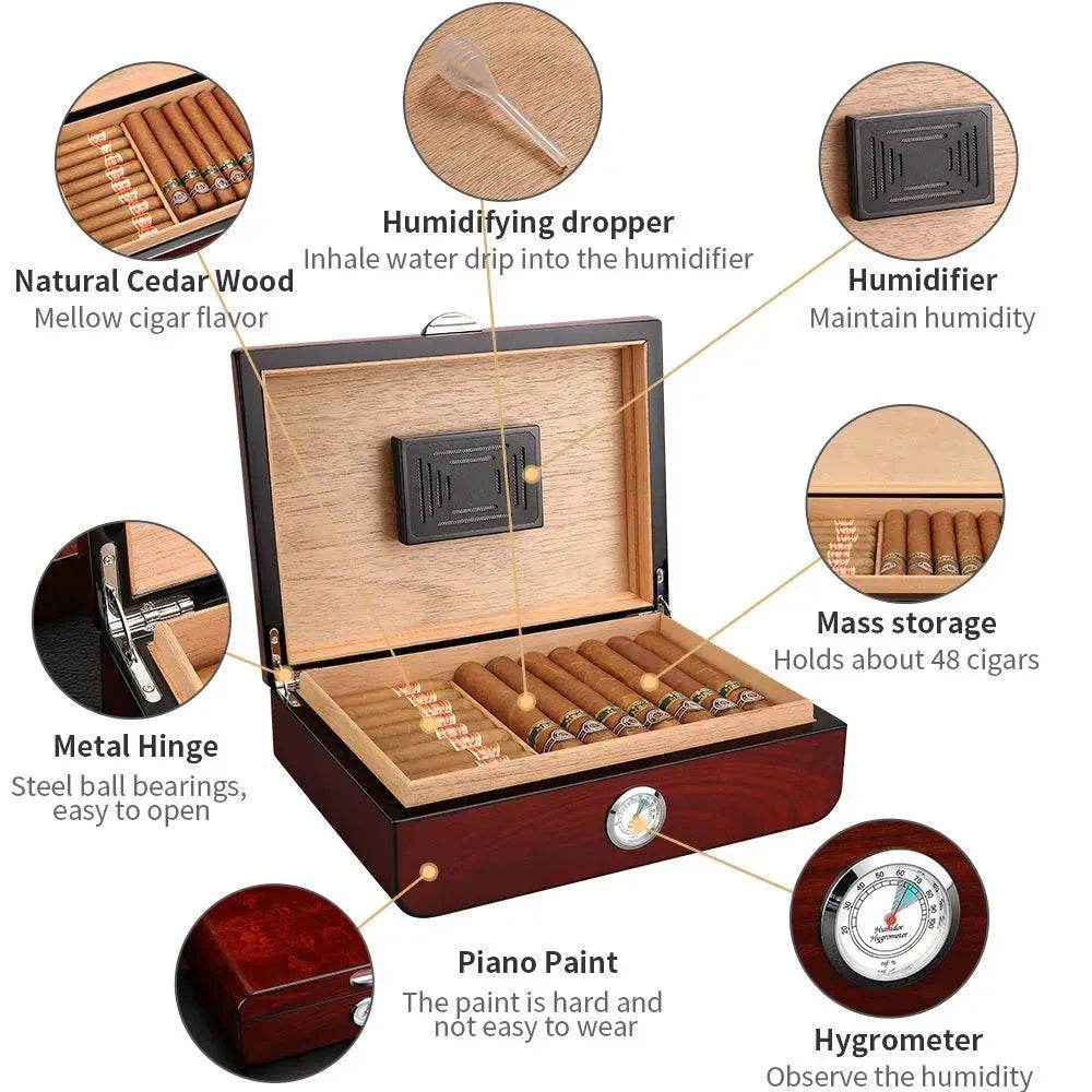Cigar Humidor Moisturizing Cigar Box Cedar Wood Large Capacity
