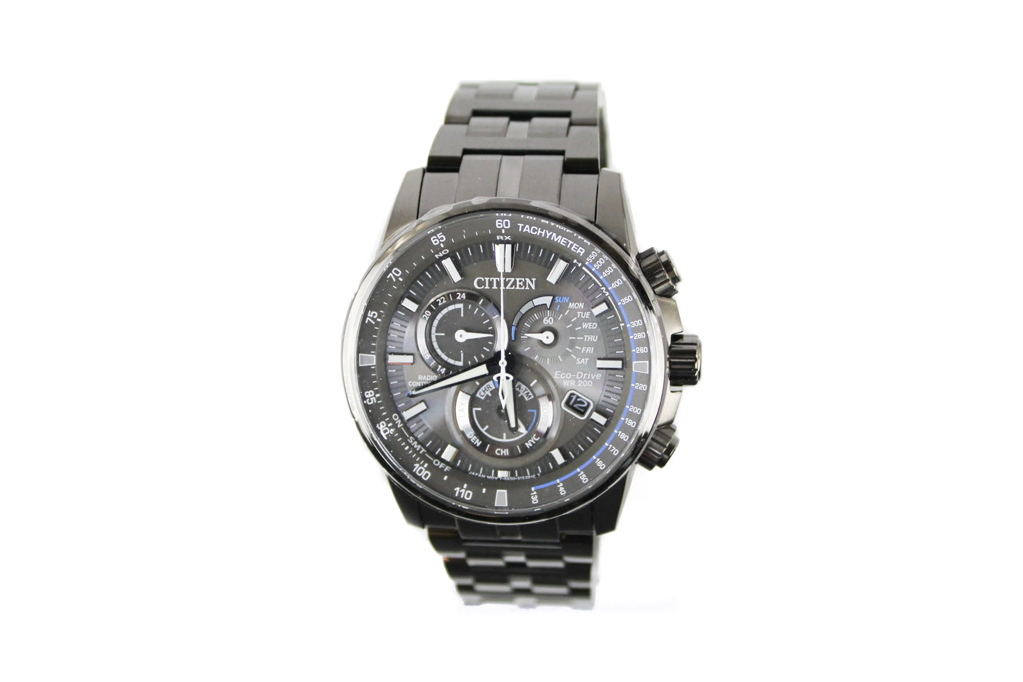 Citizen (AT4127-52H) Eco Drive Mens PCAT Gunmetal Stainless Steel Bracelet Watch - Velora Luxury Fashion