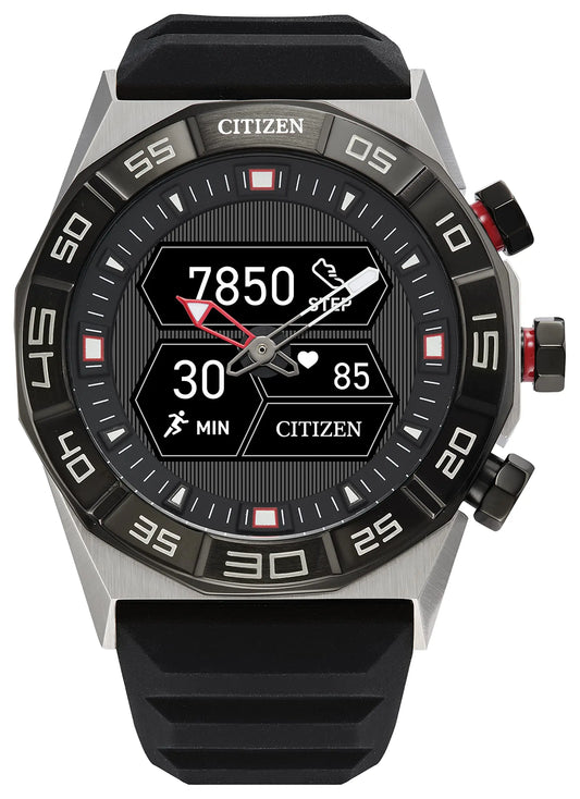 Citizen CZ Smart PQ2 Hybrid Smartwatch with YouQ Wellness app Featuring IBM Watson® AI and NASA Research Black and White Customizable Display Bluetooth HR Activity Tracker 18-Day Battery Life - Velora Luxury Fashion