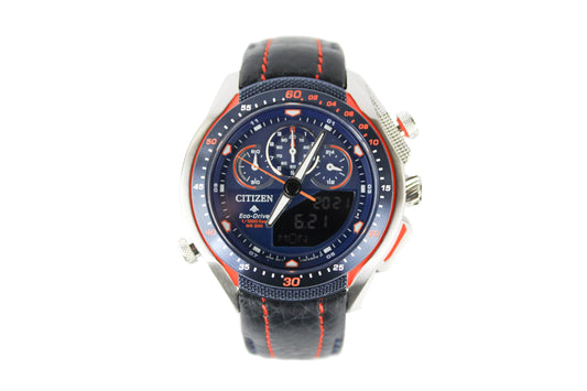 Citizen (JW0139-05L) Promaster STT Eco-Drive Navy Blue Orange Detail Wrist Watch - Velora Luxury Fashion