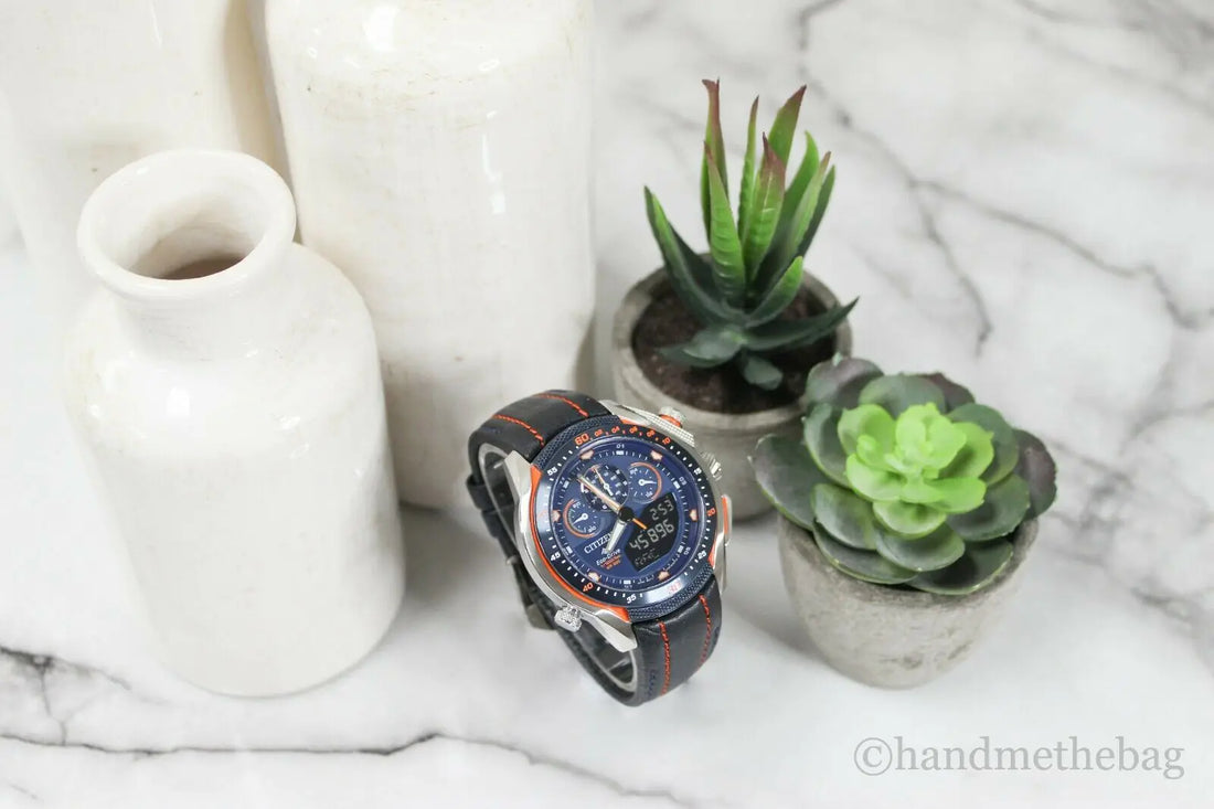 Citizen (JW0139-05L) Promaster STT Eco-Drive Navy Blue Orange Detail Wrist Watch - Velora Luxury Fashion