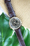 Citizen Perpetual Calendar Chrono Crocodile Print Leather Strap Watch - Velora Luxury Fashion