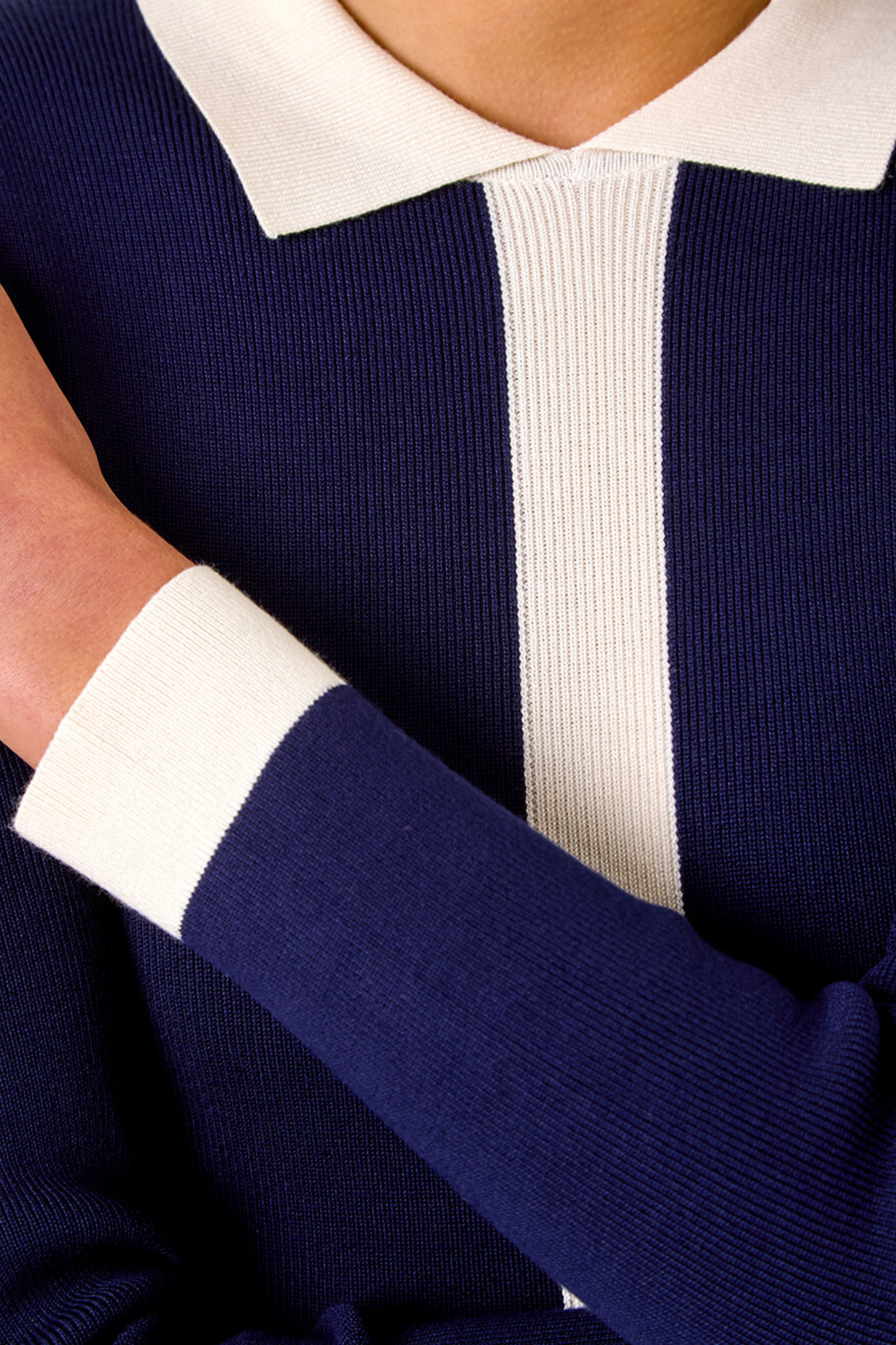 Clarissa Knit Women's Dress Contrast Trim Long Sleeves - Velora Luxury Fashion