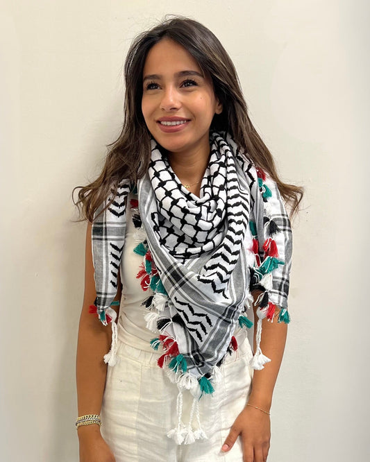 Classic Kufiya (Keffiyeh) | Hand-Tied Flag Tassels – Made in Jordan - Velora Luxury Fashion