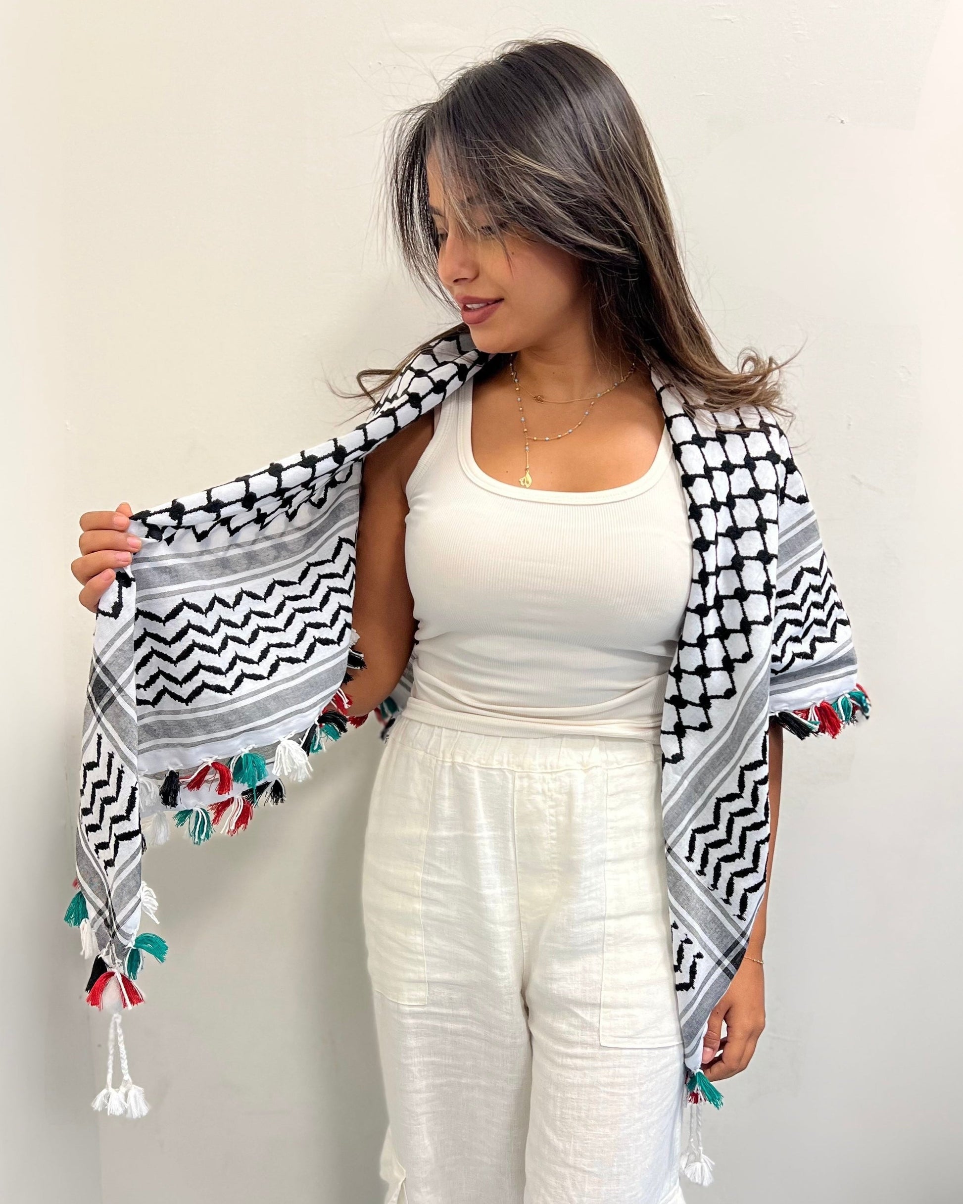 Classic Kufiya (Keffiyeh) | Hand-Tied Flag Tassels – Made in Jordan - Velora Luxury Fashion