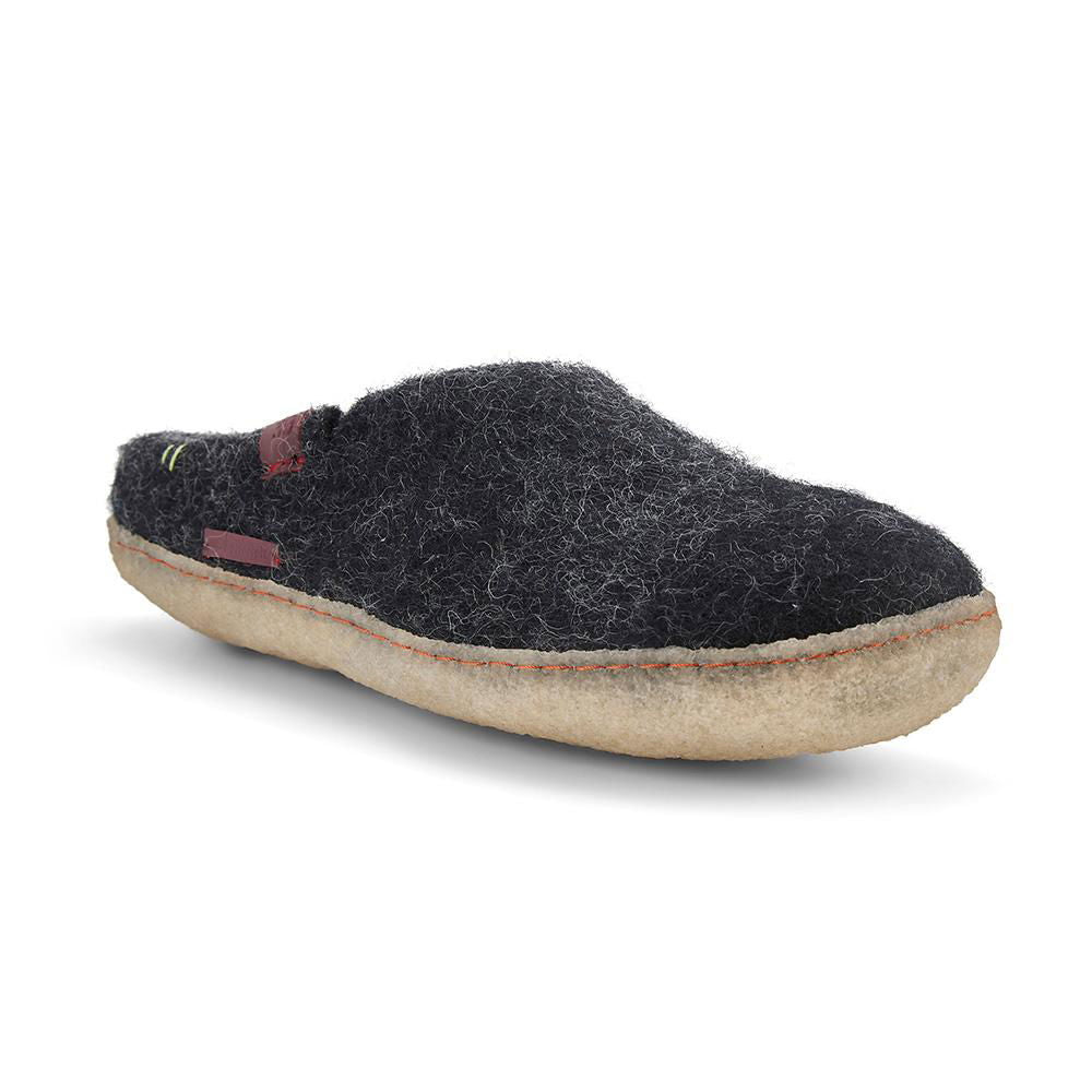 Classic Slipper - Black with Rubber - Velora Luxury Fashion