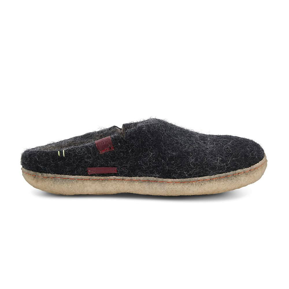 Classic Slipper - Black with Rubber - Velora Luxury Fashion
